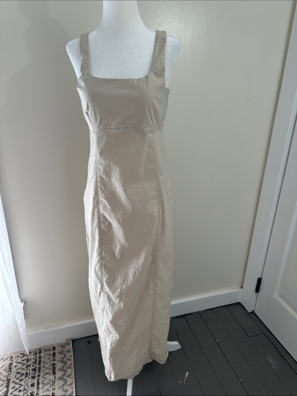 De facto Sleeveless Cream Square-Neck Maxi Dress